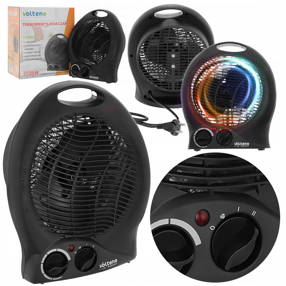 Elektrický ohrievač Volteno 2000 W čierny 230 x 270 mm